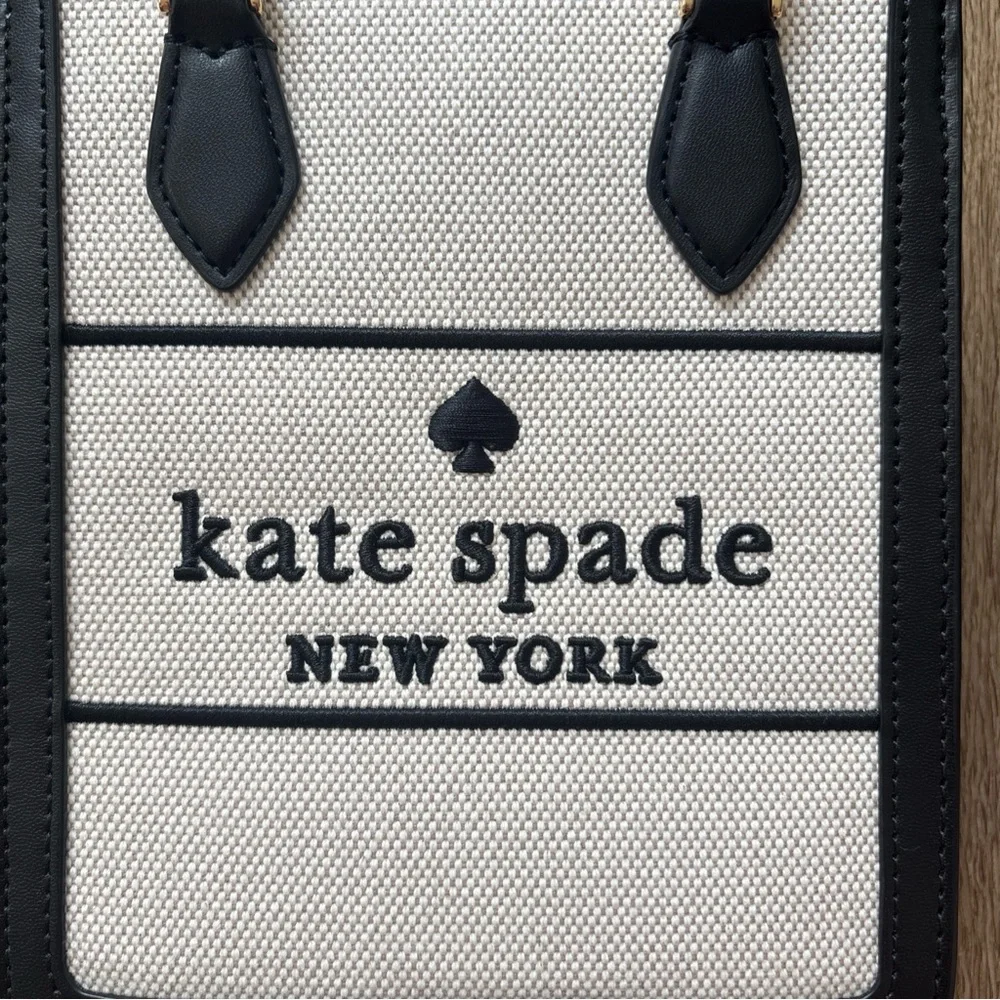 NWT KATE SPADE ELLIE MINI CANVAS  TOTE / CROSSBODY BLACK KK235 - Picture 5 of 9